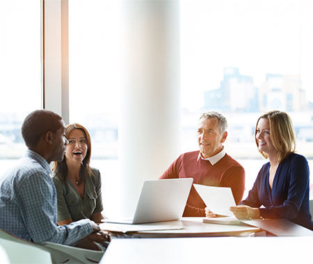 Team dicusssing each other